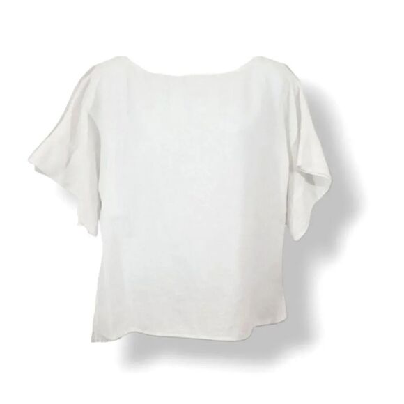 Harve Benard Oversized Washable Linen Flutter Sleeve Top in White Size Small - Picture 1 of 10